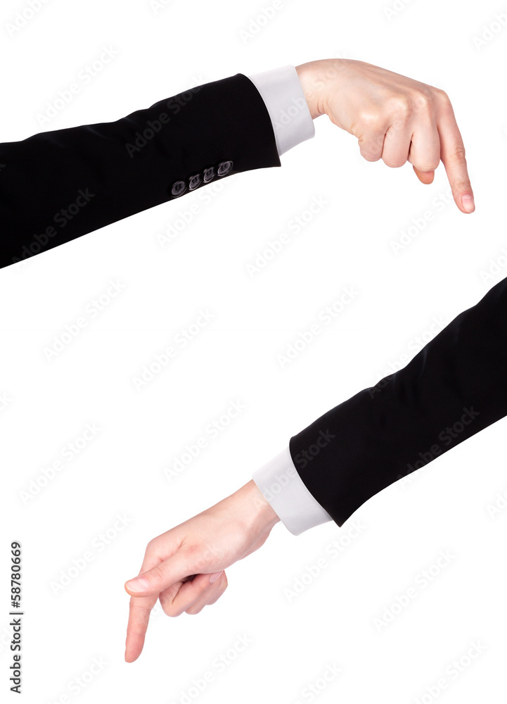 Businessman's finger pointing or touching Businessman's finger pointing or touching