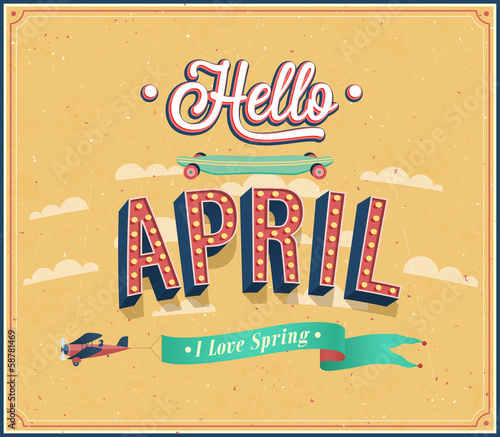 Hello april typographic design.