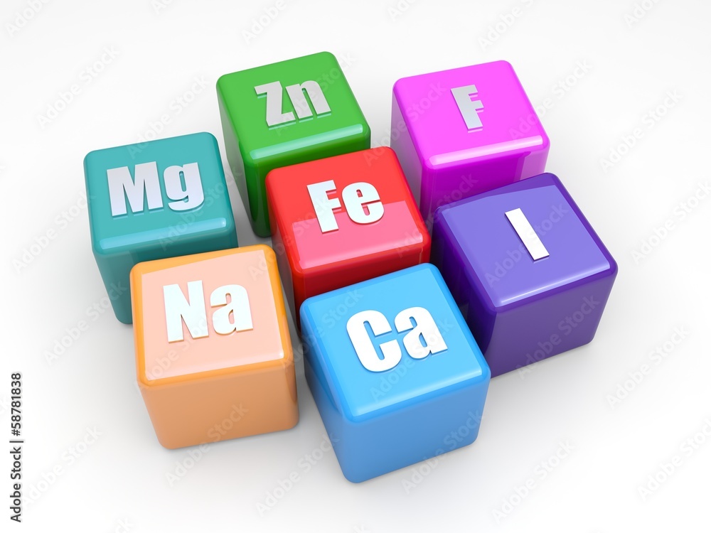 Some symbols mineral on colored cubes Some symbols mineral on colored cubes