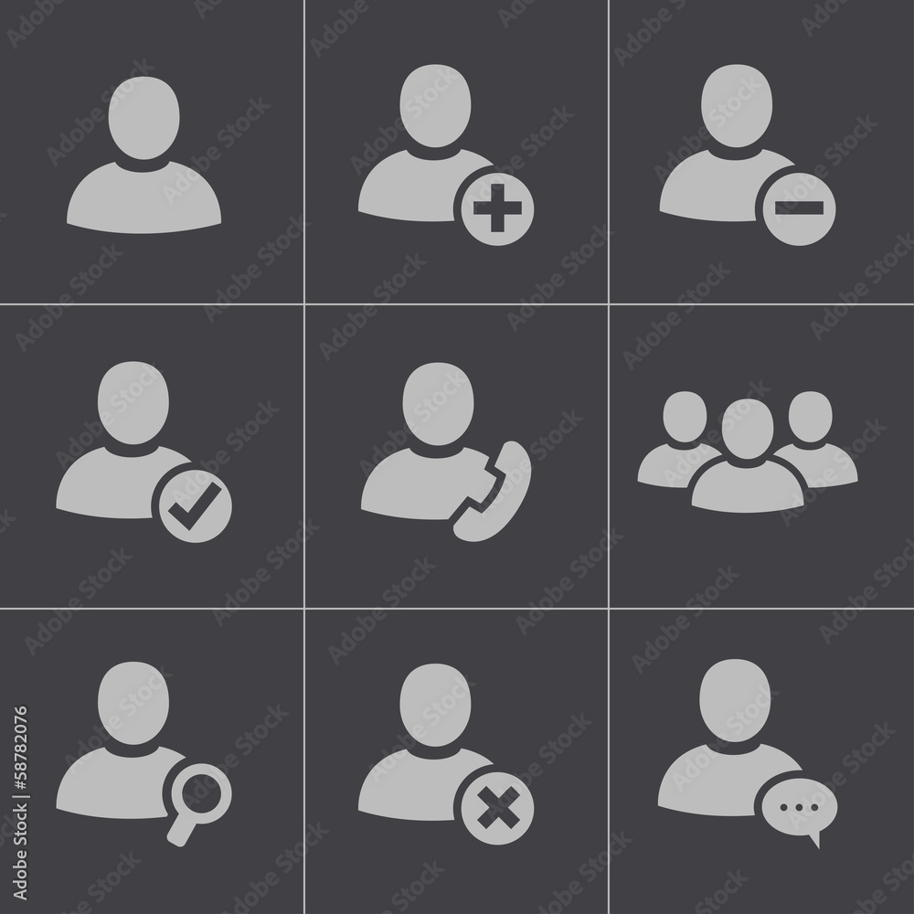 Vector black people icons set Vector black people icons set