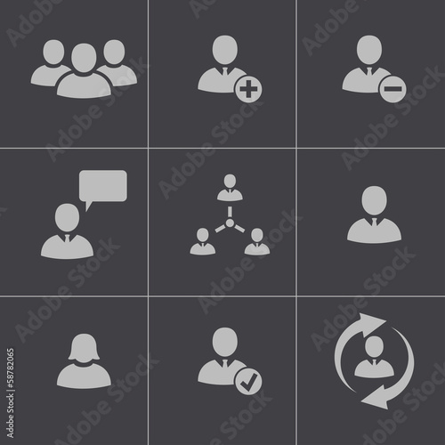 Vector black office people icons set