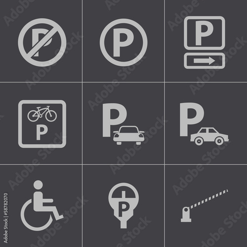 Vector black parking icons set