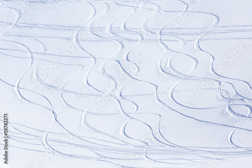 Skiing, snow - freeride tracks on powder snow