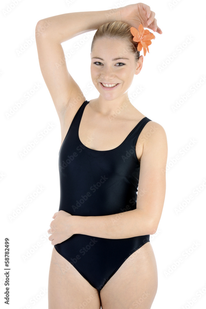 Fototapeta premium Hübsche schlanke Frau in Badeanzug