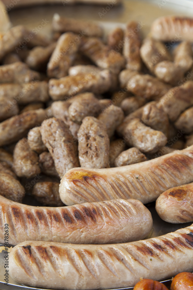 Delicious Balkan cevapi, meat rolls and sausages Delicious Balkan cevapi, meat rolls and sausages