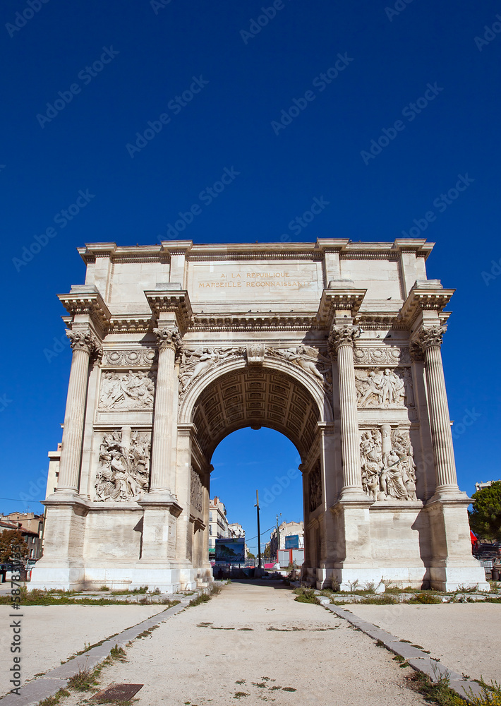 Triumphal arc Porte d Aix (circa 1839). Marseilles, France
