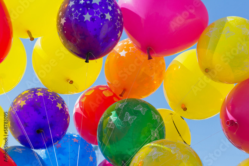 balloons on blue sky photo