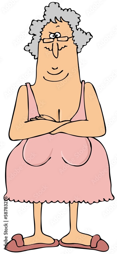 Woman with low hanging breasts Stock Illustration