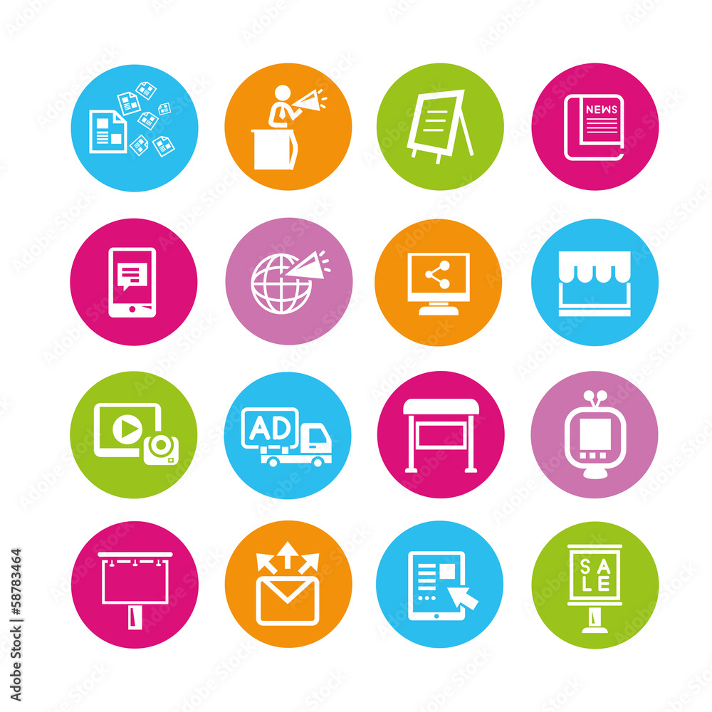 marketing icons set, shopping buttons