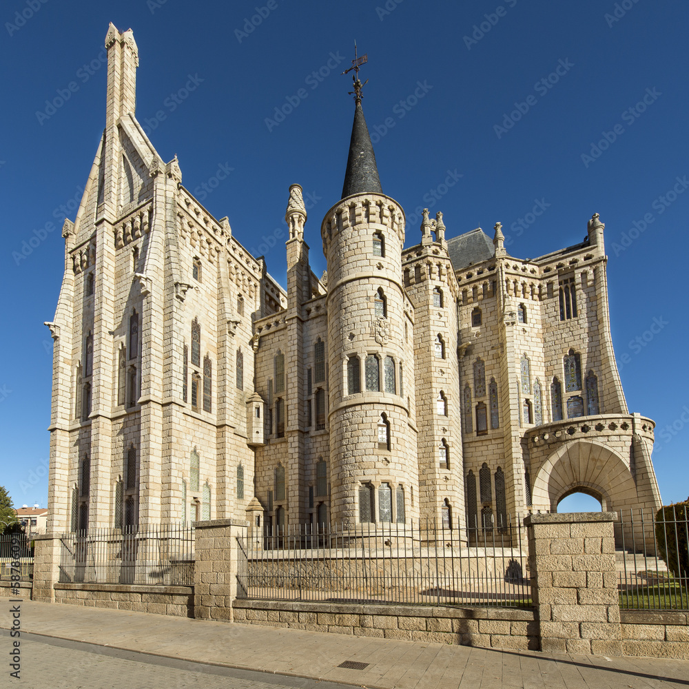 Episcopal palacel of Astorga, Leon, Spain.