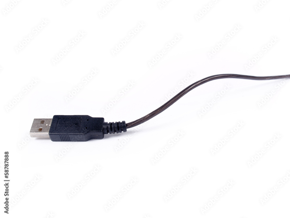 close up of a USB cable over a white background close up of a USB cable over a white background