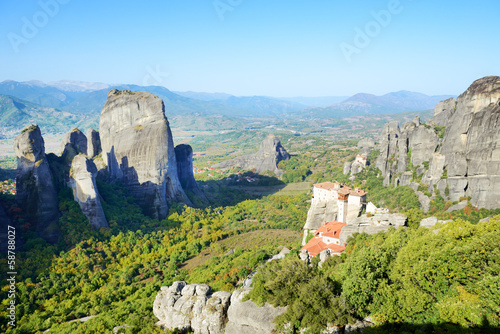 View from above on the Rousannou - St. Barbara monastery, Meteor photo