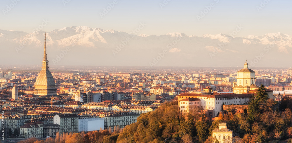 Turin (Torino), panorama at sunset