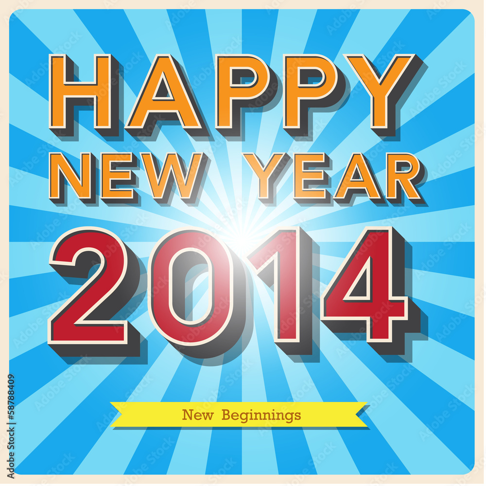 Fototapeta premium Happy new year retro poster