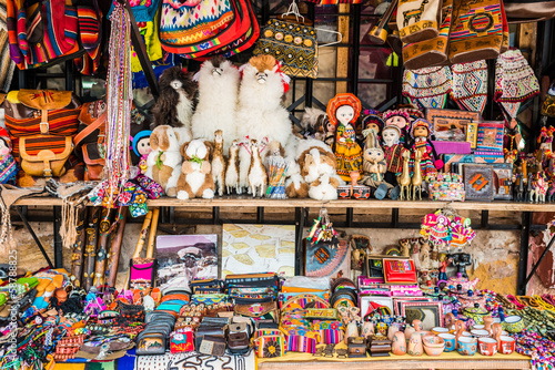 peruvian traditional handcraft souvenirs Andes  Cuzco Peru photo