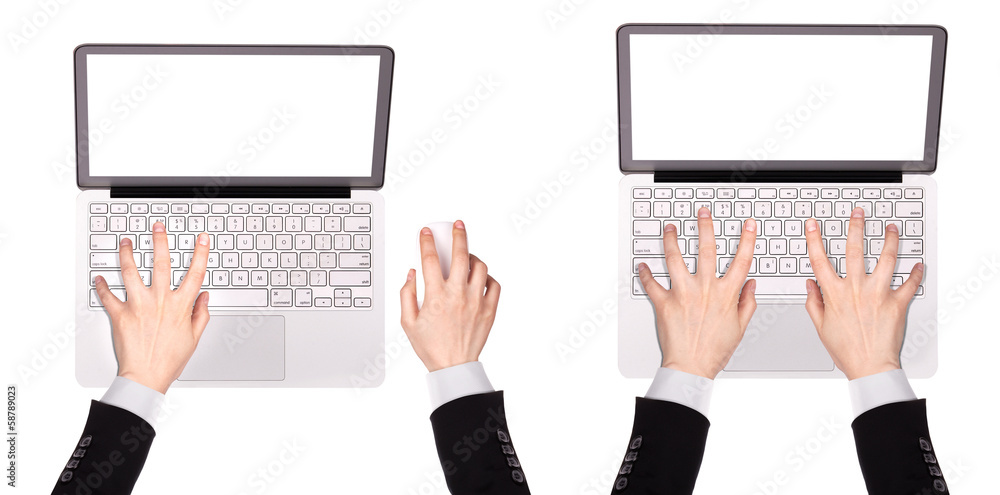 laptop with Businessman hand isolated laptop with Businessman hand isolated