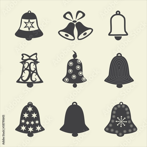 Christmas bells, vector illustration, Vintage card