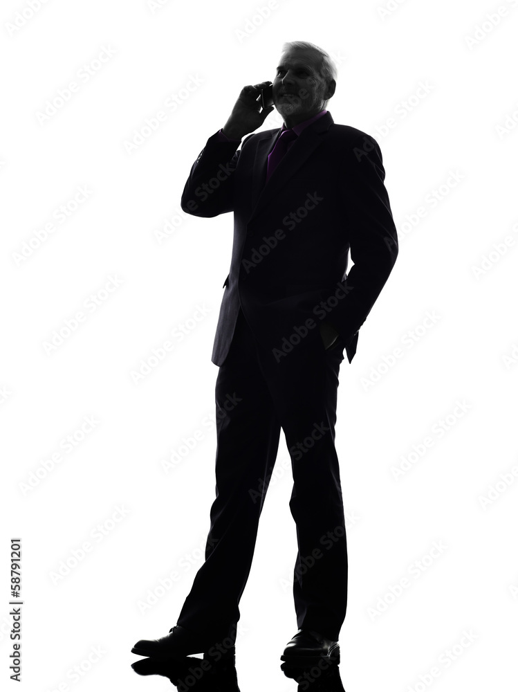 senior business man on the telephone smiling silhouette senior business man on the telephone smiling silhouette
