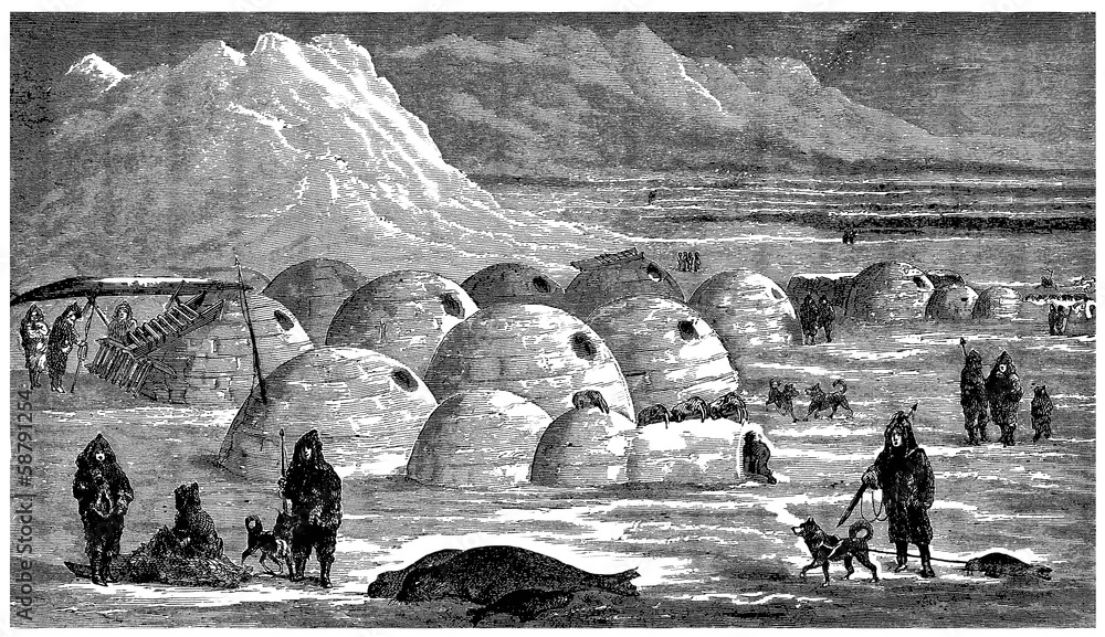 Inuits : Igloo Village - obrazy, fototapety, plakaty 