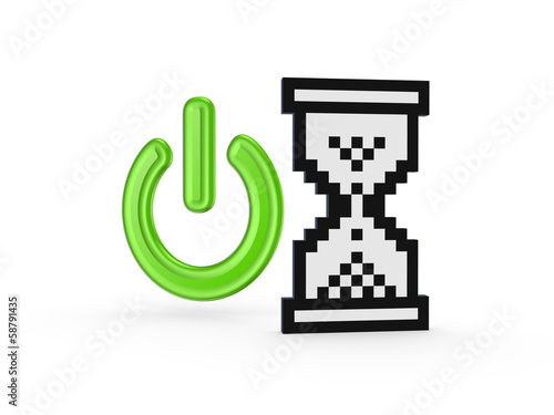 Power symnol and  sandglass icon. photo