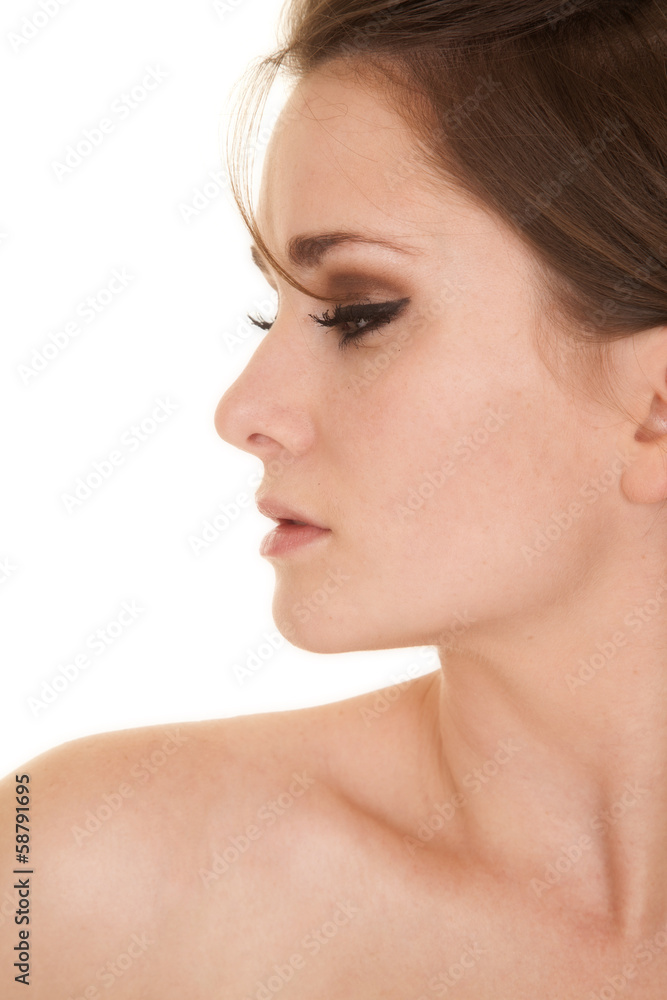 woman head close profile serious