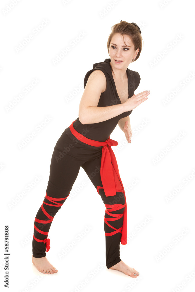 woman ninja arm moves look back