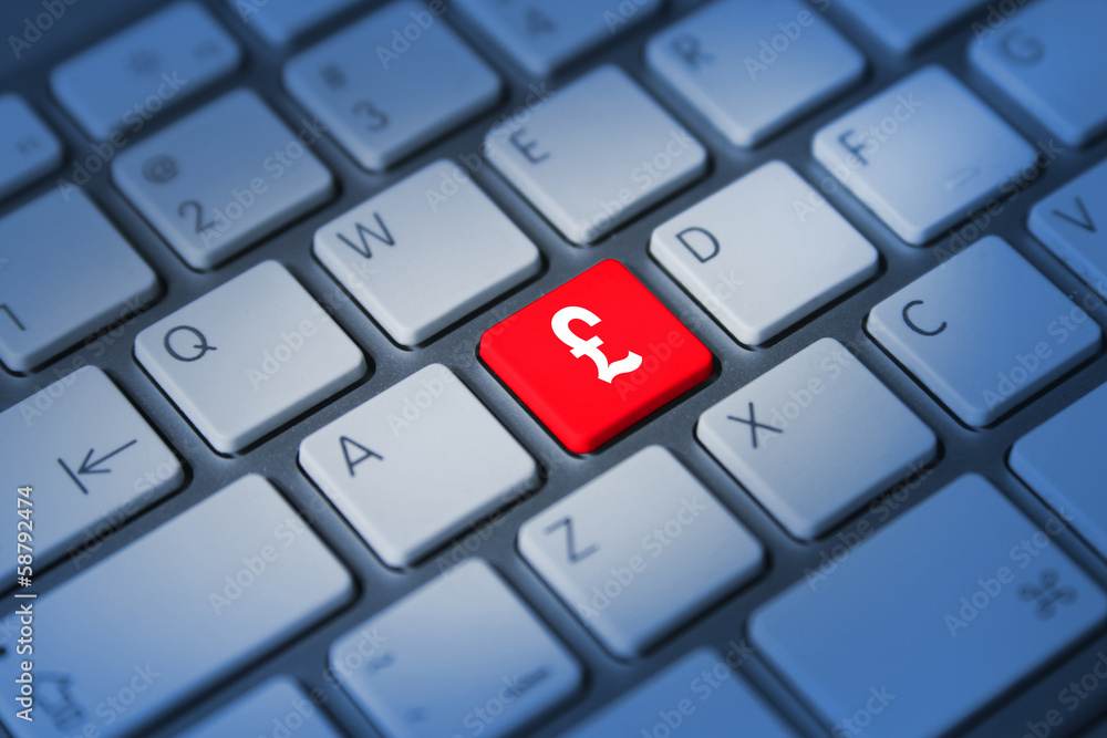 Online shopping concept, pounds sign Online shopping concept, pounds sign