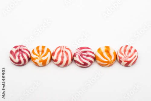 color candies on white