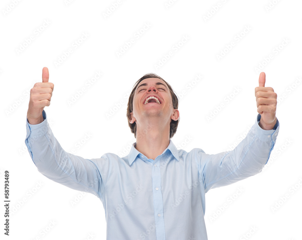 Portrait of a cheerful man posing with thumbs up Portrait of a cheerful man posing with thumbs up