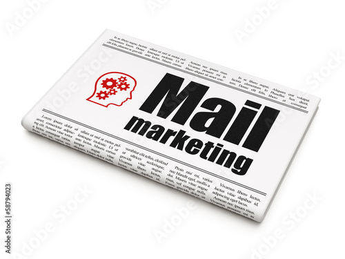 Marketing concept: newspaper with Mail Marketing Head With