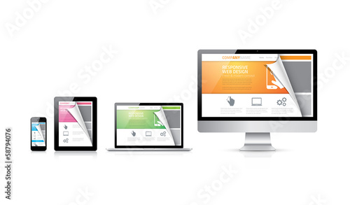 Css, html, php responsive web design concept vector