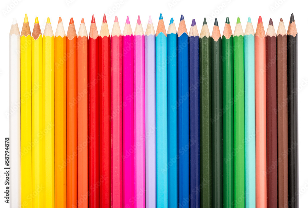 Colored Pencils Row Isolated On White Background Colored Pencils Row Isolated On White Background
