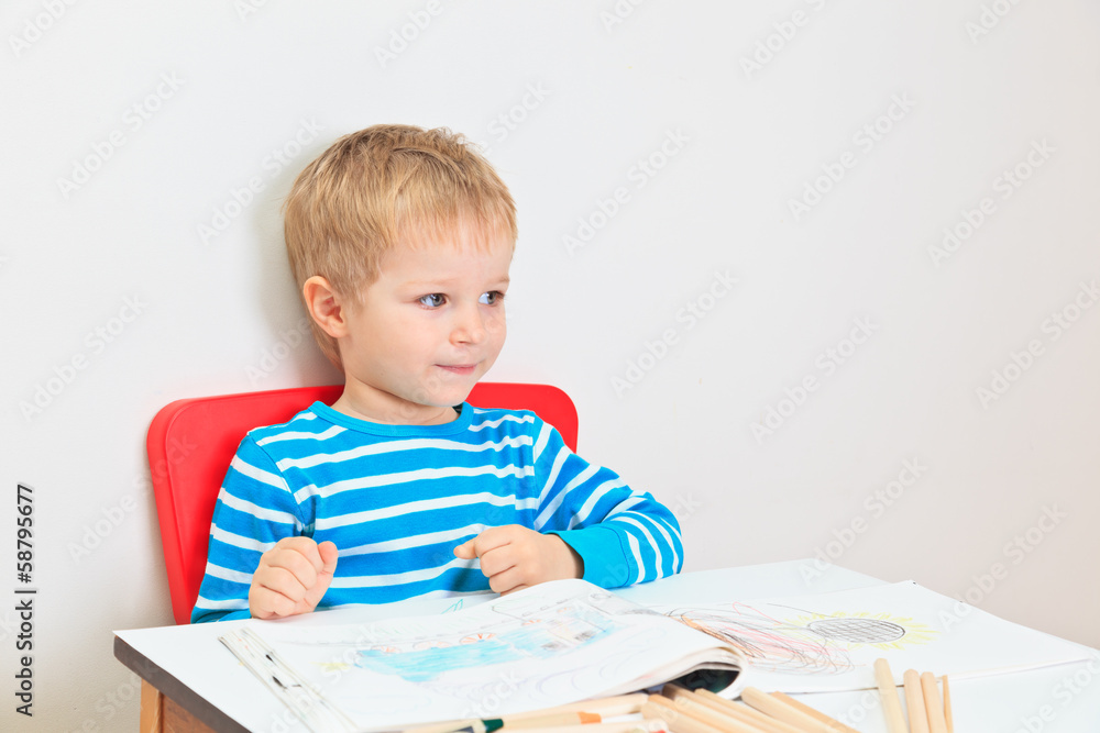 little boy drawing, education and daycare little boy drawing, education and daycare