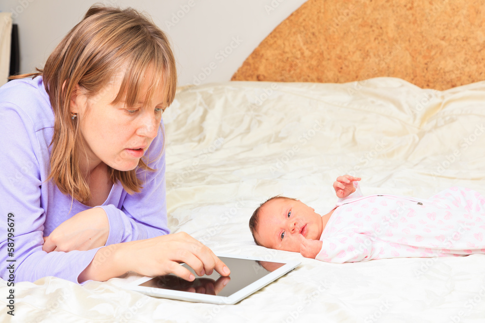 mother with newborn working from home mother with newborn working from home