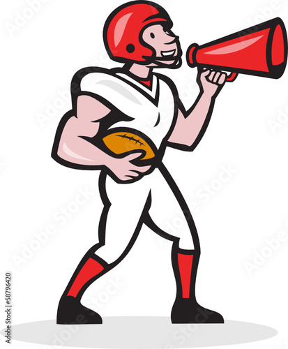 American Football Quarterback Bullhorn Isolated Cartoon
