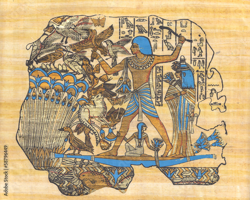PAPIRUS Z ELEMENTAMI KULTURY EGIPSKIEJ