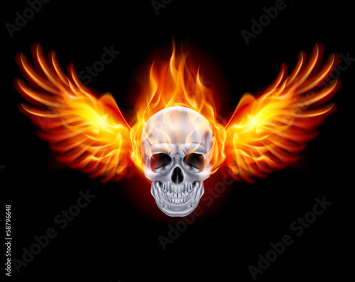 Fiery skull with fire wings.