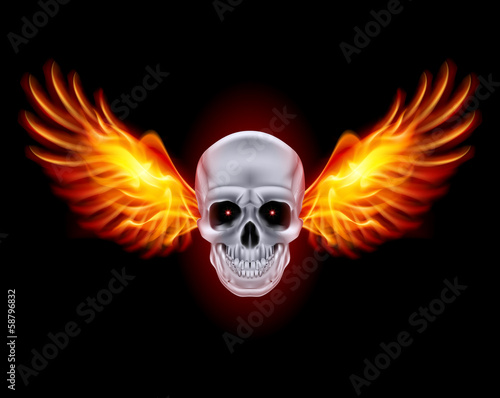 Skull with fire wings.