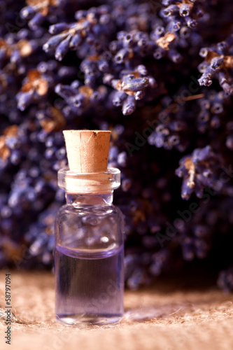 lavender flower with liquid homeopathic fragrance