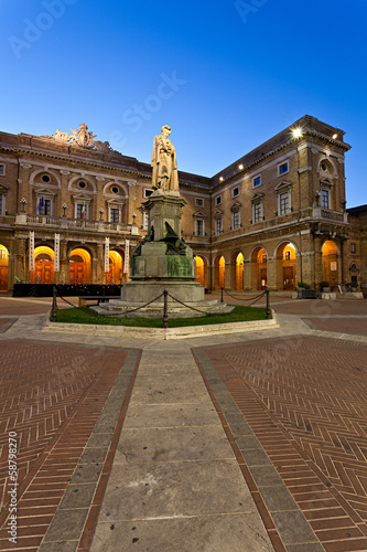 Recanati, Piazza Giacomo Leopardi al crepuscolo photo