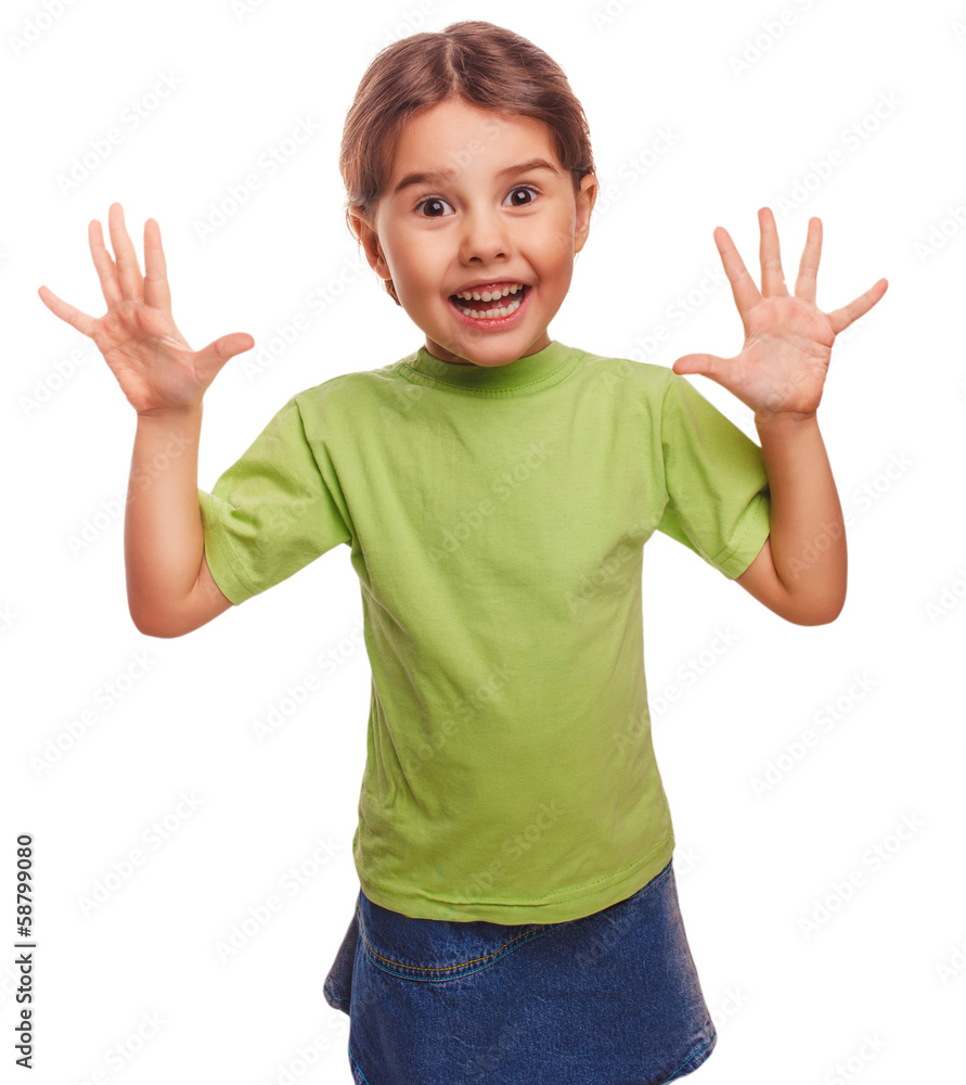 girl little pleased joyful surprise isolated girl little pleased joyful surprise isolated