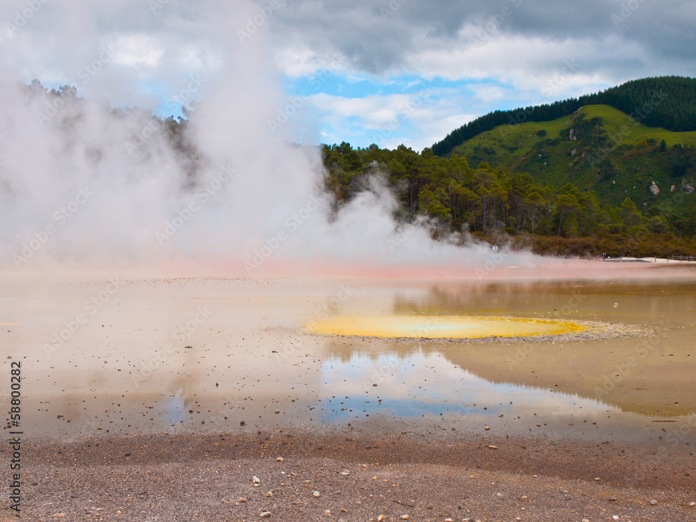 Hot water spring with many colors