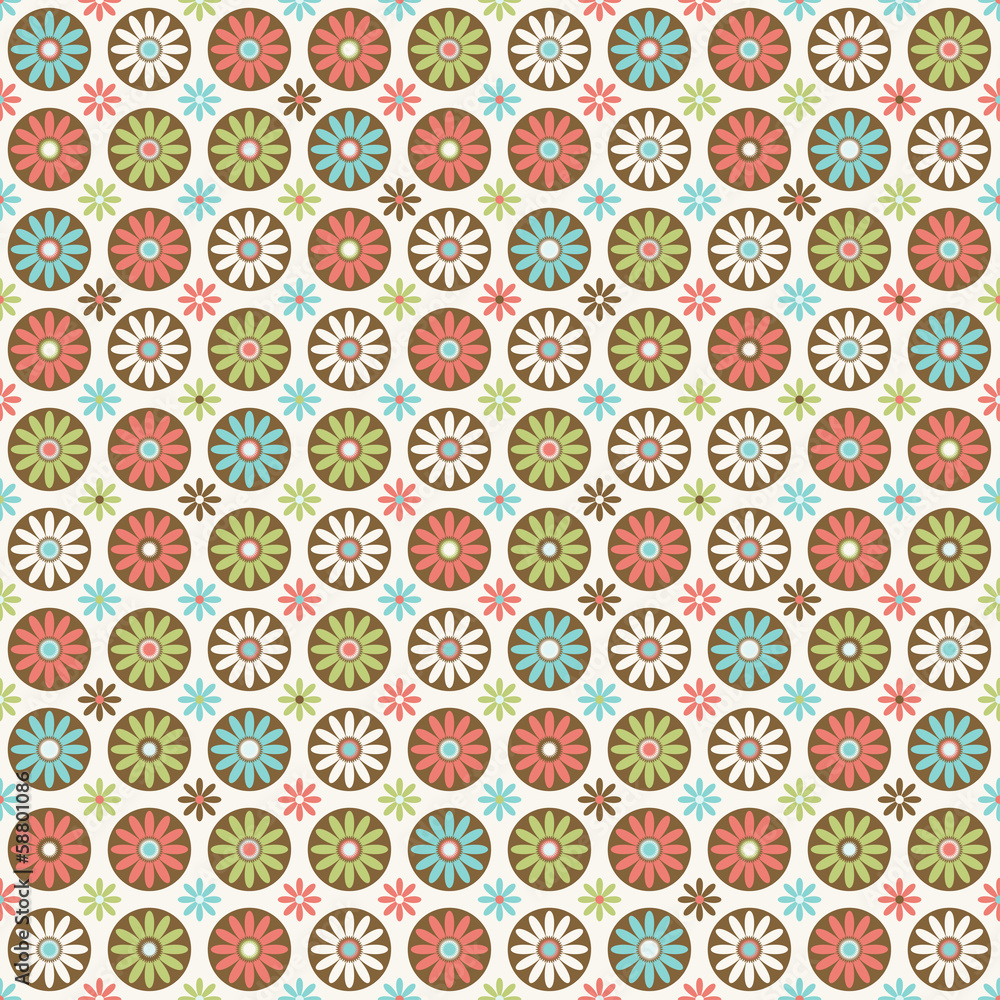Abstract vector seamless pattern background with  flowers