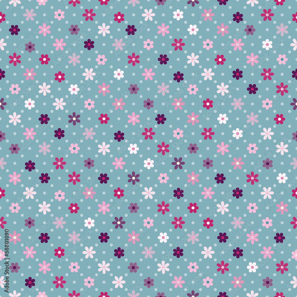 Abstract vector seamless pattern background with  small flowers