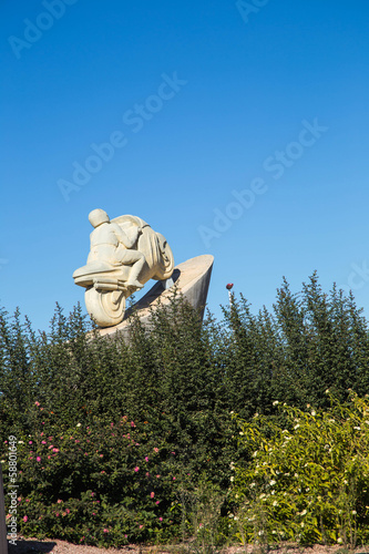 Statue tribute to Ricardo Tormo, Spanish motorcycle pilot photo