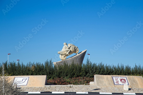 Statue tribute to Ricardo Tormo, Spanish motorcycle pilot photo