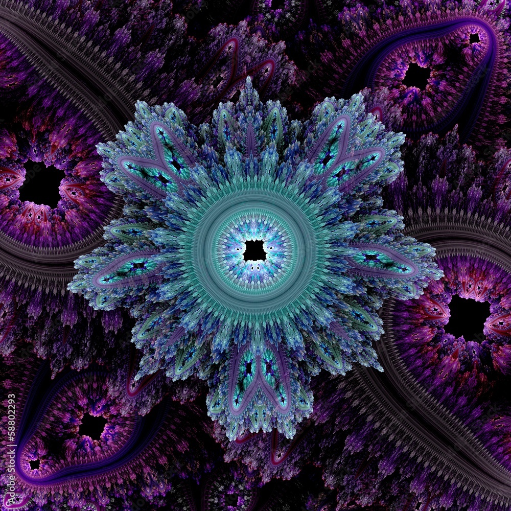 Obraz premium Abstract fractal image resembling a puffed colorful star flower