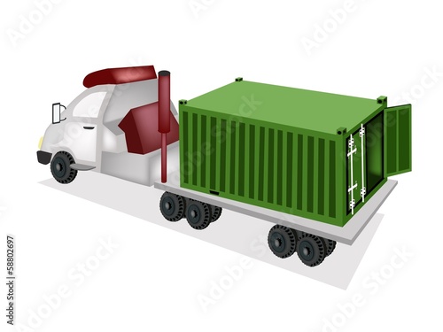 A Container Truck Delivering A Cargo Container