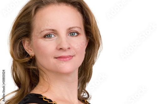 Green Eye Business Woman Looking at you Trustingly photo