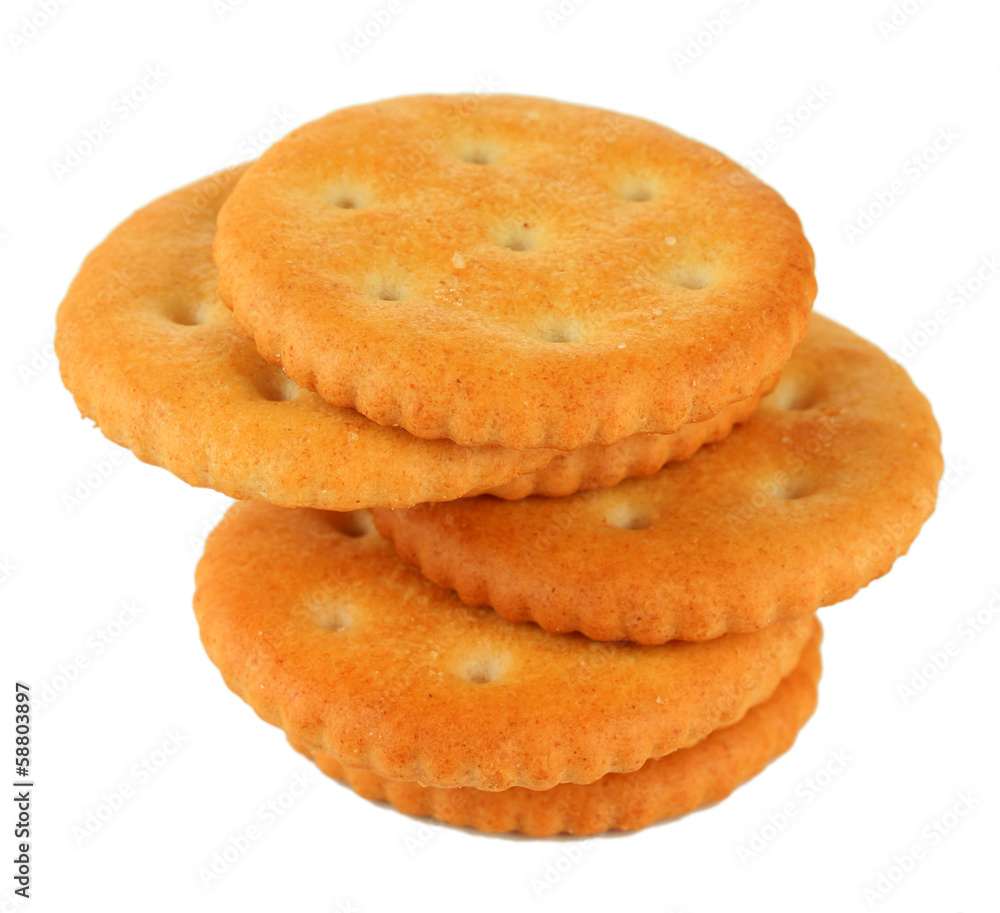Delicious crackers isolated on white Delicious crackers isolated on white